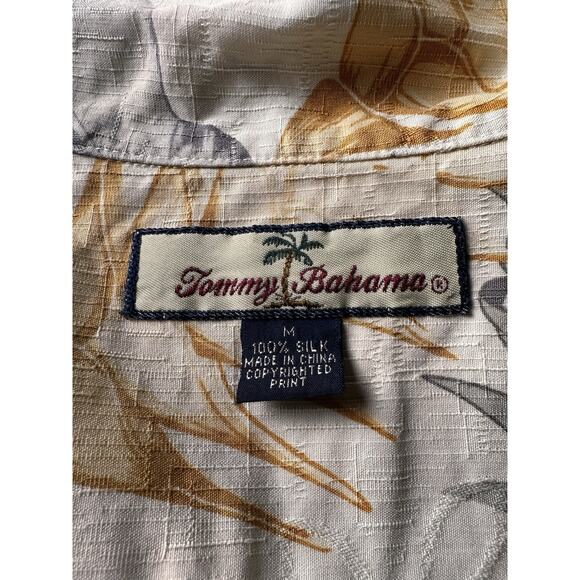 Tommy Bahama Men M Silk shirt button Short sleeve Jacquard Tropical Print - Picture 8 of 15